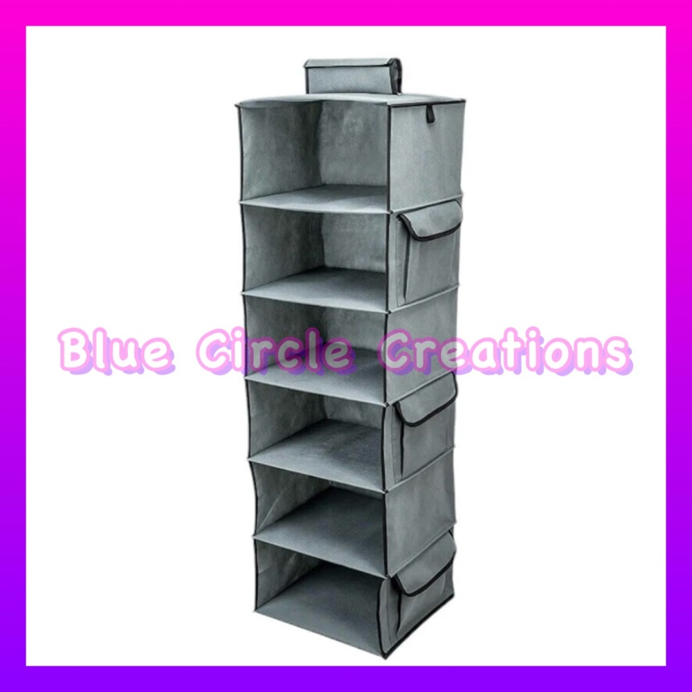 SMIRLY Hanging Closet Organizer 6 Tier Inseparable Shelves with 3 Side Pockets